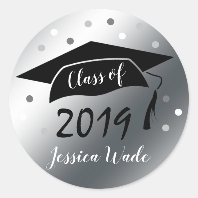 Rond Enveloppe de graduation Sticker Seals Fun Silver (Devant)