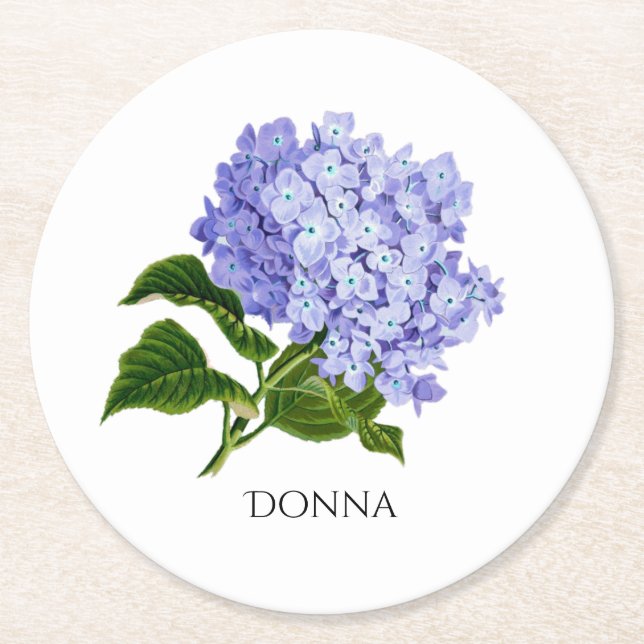 Rond Été Floral Hydrangea Dessous de verre personnalisé (Devant)
