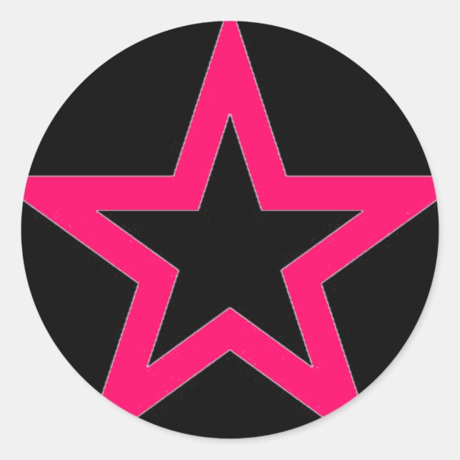 Rond Étoile rose sur noir - Sticker (Devant)