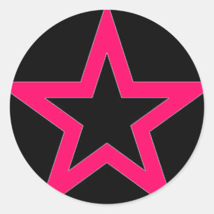Rond Étoile rose sur noir - Sticker