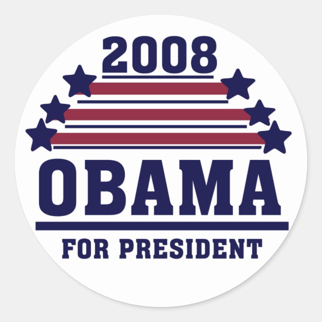 Rond Étoiles et rayures Sticker Obama (Devant)