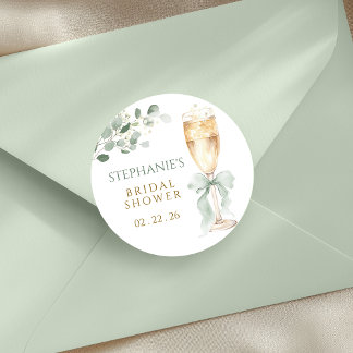 Rond Eucalyptus Floral Champagne Bridal Shower Sticker