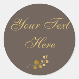 Rond Éucalyptus Or Texte Personnalisé Sticker Classic R