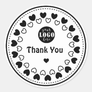 Rond Fait à la main avec amour   merci sticker & étique