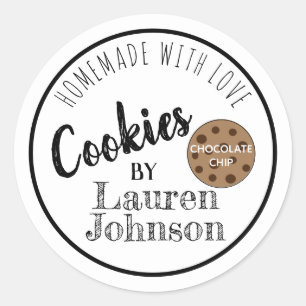 Rond Faite à la main avec amour Cookies Sticker Étiquet