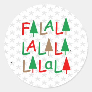 Rond Falalalala... Sticker Red Green Brown Snowflakes