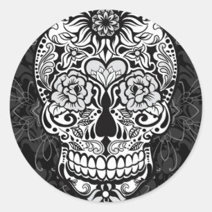 Rond Fancy Skull Day of the Dead Sticker