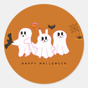 Rond Fantômes Drôle Posant Pour Une Photo   Sticker