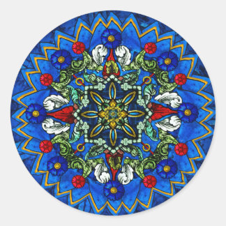 Rond Fenêtre Rose en verre tendu Sticker Mandala