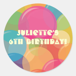 Rond Fête Bubble colorée Anniversaire Favoriser Sticker