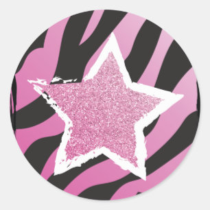 Rond Fête comme une Rockstar - Sticker rose Parties sci