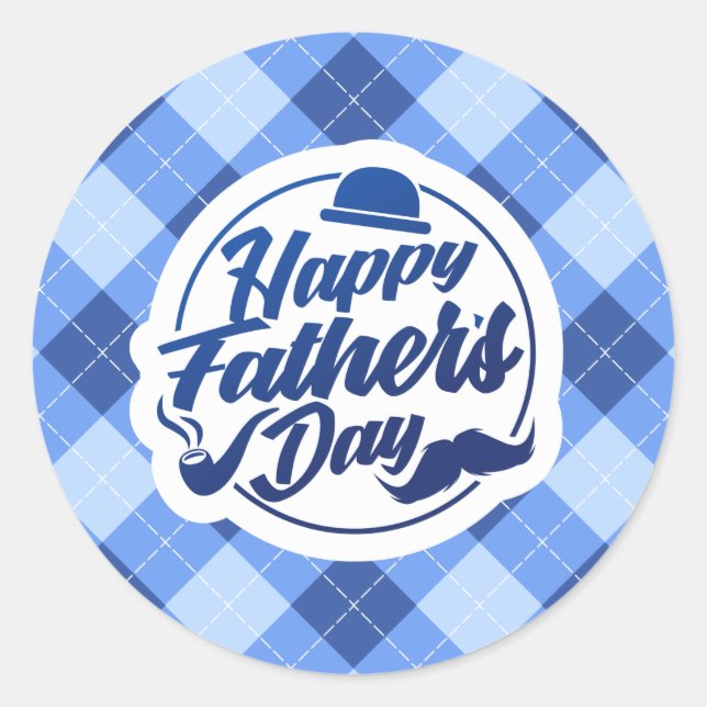 Rond Fête des pères simple Blue Happy | Sticker (Devant)