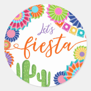 Rond Fêtons une faveur tag Sticker Cactus mexicain