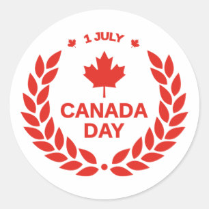 Rond feuille d'érable rouge 1er juillet Sticker