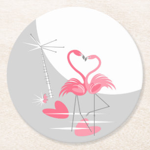 Rond Flamant rose Amour Grande Lune dessous de verre ro