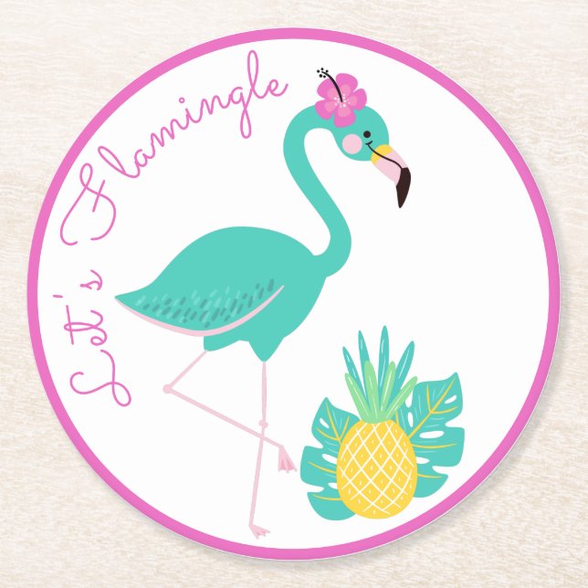 Rond Flamingle Mix and Match Paper Dessous de verre (Devant)