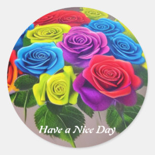 Rond Fleur Avoir Un Beau Sticker Classic Round Day