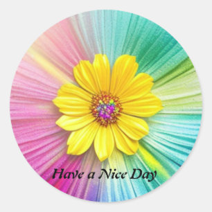 Rond Fleur Avoir Un Beau Sticker Classic Round Day
