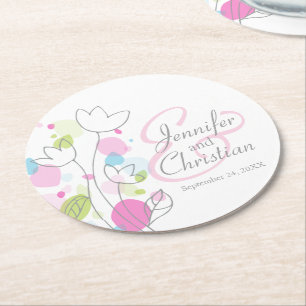 Rond Fleur confetti moderne nom date dessous de verre m