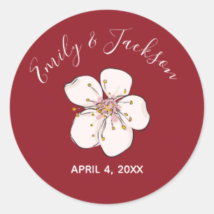 Rond Fleur de cerisier rouge - Sticker circulaire