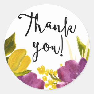 Rond Fleurs d'aquarelle Boho Sticker Merci
