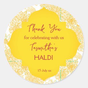 Rond Fleurs jaunes haldi merci sticker
