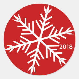 Rond Flocon de neige blanc sur Sticker Customisé rouge
