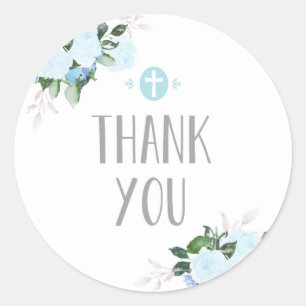 Rond Floral Blooms Blue Religieux Merci Sticker