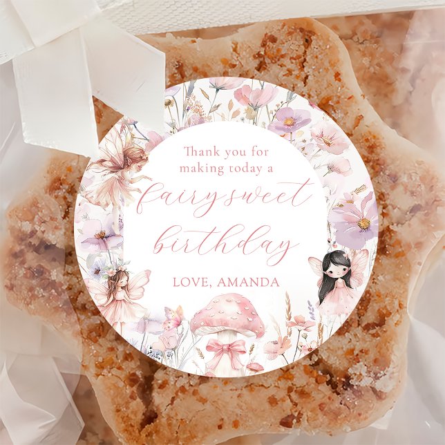 Rond Floral Fairy First Birthday Party Sticker (Créateur téléchargé)