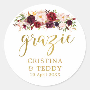 Rond Floral Grazie Monogramme Mariage Favor Sticker