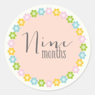 Rond Floral Neuf Mois Nouveau Bébé Sticker