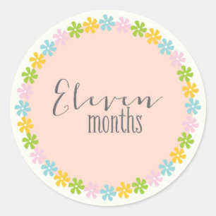 Rond Floral Onze Mois Nouveau Bébé Sticker