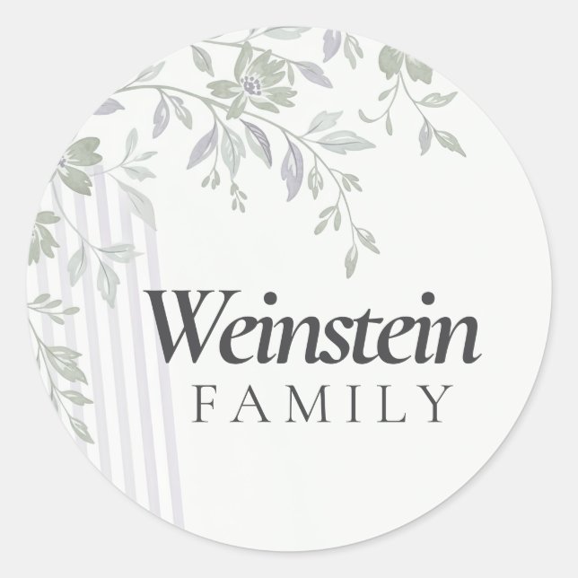 Rond Floral Stripe Leaf Purim Sticker (Devant)
