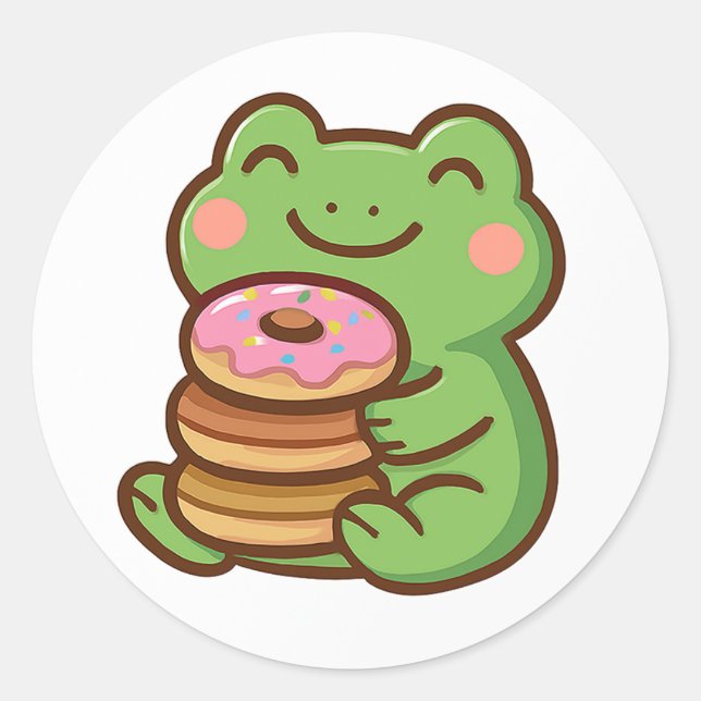 Rond Frog With Donuts – Cute Animal Sticker (Devant)
