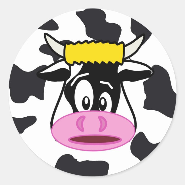 Rond Funny Crazy Vache ferme Sticker (Devant)