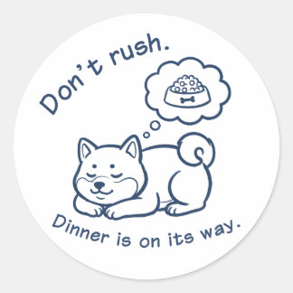 Rond Funny Sleeping Shiba Inu Don't Rush Sticker