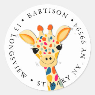 Rond Giraffe Société Sticker Classic Round