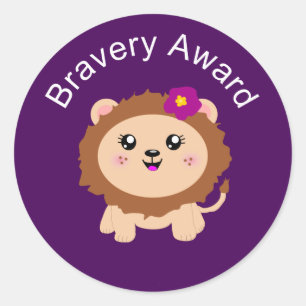 Rond Girl Lion Bravery Award - Sticker pour être courag