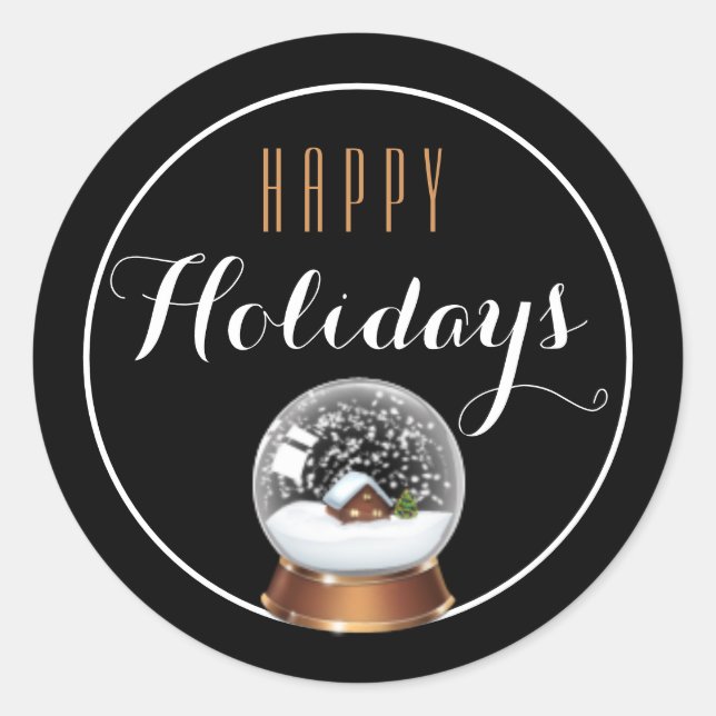 Rond Globe de neige avec Sticker Happy Holiday House (Devant)