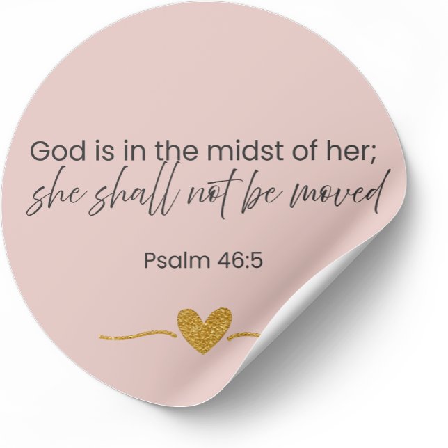 Rond God Is In The Midst Of Her Sticker – Psalm 46:5 (Créateur téléchargé)