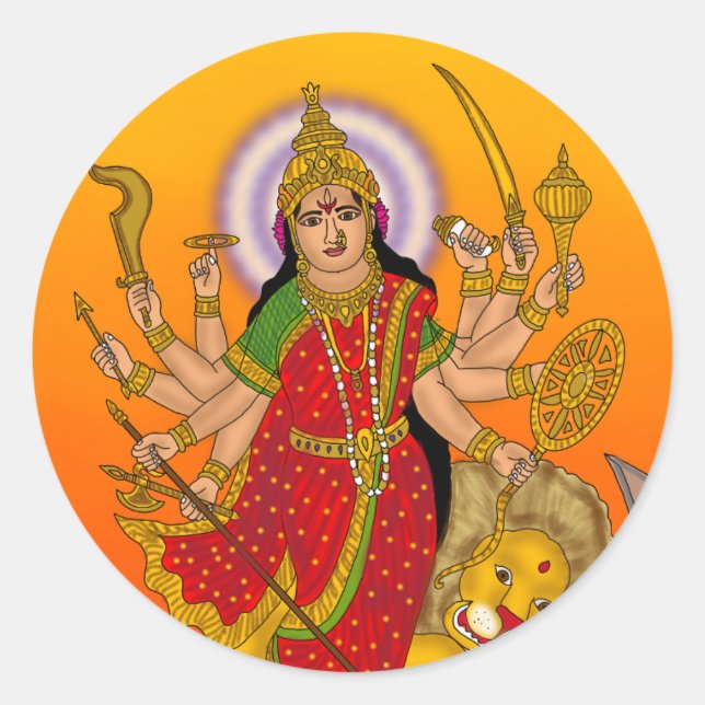 Rond Goddess Durga Sticker (Devant)