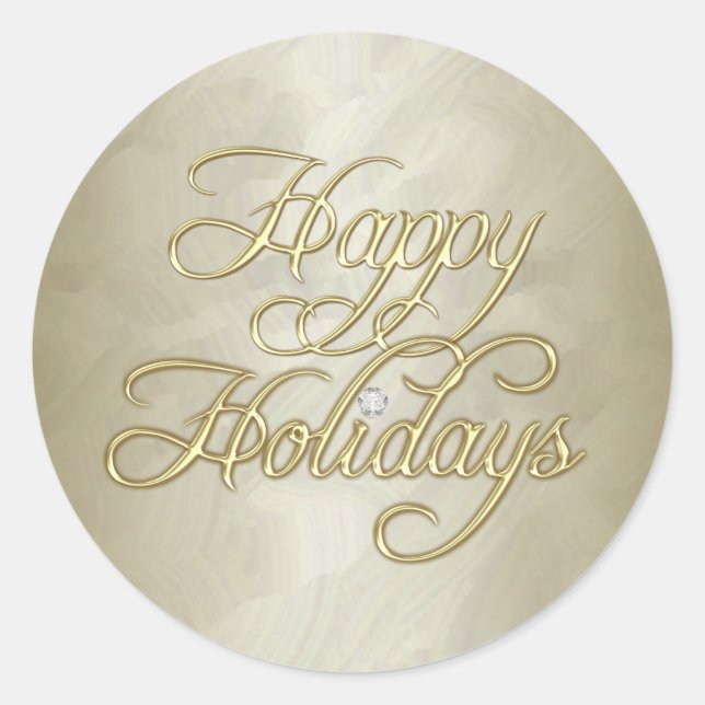 Rond Gold Foil Happy Holidays Diamond Sticker (Devant)
