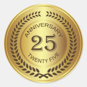 Rond Golden 25th Anniversary with laurel wreath Sticker