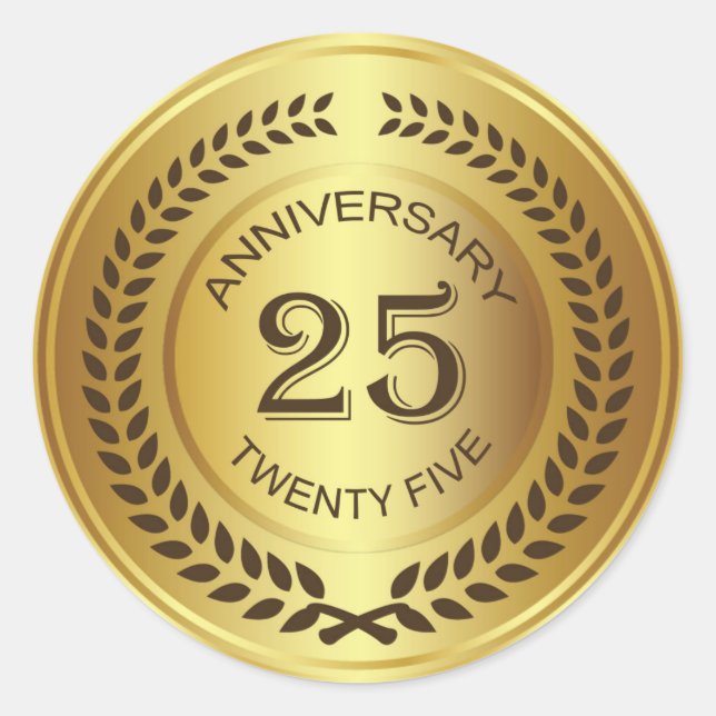 Rond Golden 25th Anniversary with laurel wreath Sticker (Devant)