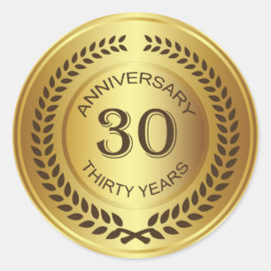 Rond Golden 30th Anniversary with laurel wreath Sticker