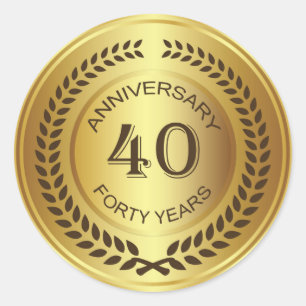 Rond Golden 40th Anniversary with laurel wreath Sticker