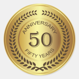 Rond Golden 50th Anniversary with laurel wreath Sticker
