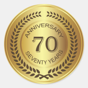 Rond Golden 70th Anniversary with laurel wreath Sticker