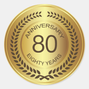 Rond Golden 80th Anniversary with laurel wreath Sticker