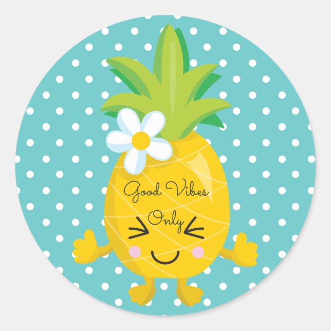Rond Good Vibes Sticker à thème ananas (Devant)
